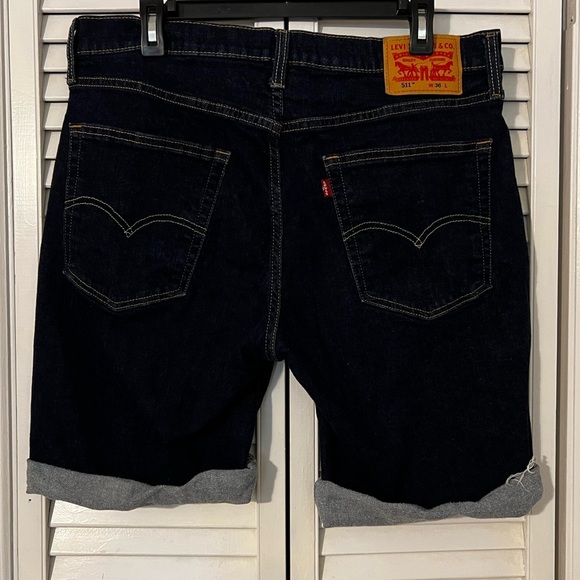 Levi’s 511 Slim Cut Off Dark Wash Jean Shorts - Picture 2 of 9